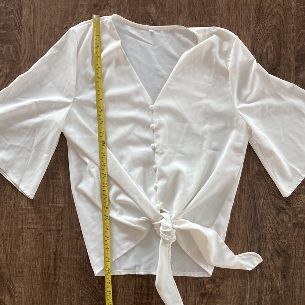 White tie front blouse - Picture 4 of 4